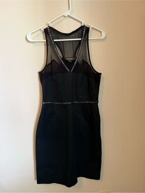 party tight short black dress Black Lace Short Prom Dress, Hight Low Evening Dress US 14 / Black